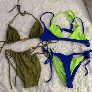 Fashion Nova Blue and Neon Green Bikini & Pretty Little Thing green bikini